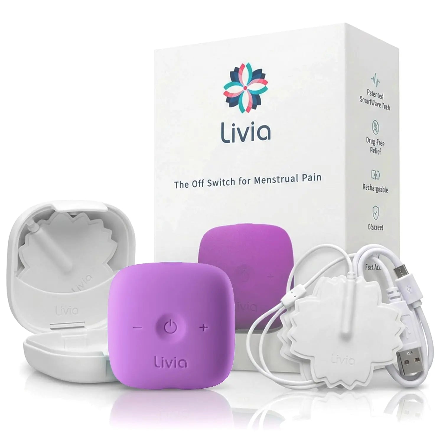 Livia Menstrual Pain Relief Device, Lavender – Off-Switch for Period Pain – Portable & Discreet – Rechargeable, Up to 8 Hours Battery – Complete Kit with Stick-On Pads – The Go-to Travel Partner LiviaAu supplements