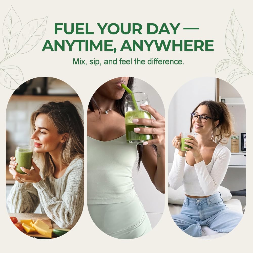 Hellomush Super Greens Powder Superfood, Daily Green Powder Supplement with Probiotics Drink Mix for Men & Women, Blend of Greens, Mushrooms, Vitamins, Probiotics and Cellular Nutrients HellomushAu supplements