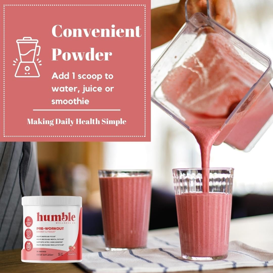 Humble Wellness Pre-Workout: Increase Focus, Decrease Mental Fatigue, Supports Nitric Humble WellnessUS supplements