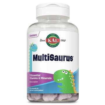 KAL MultiSaurus Kids Chewable Multivitamins, 11 Essential Vitamins and Minerals for Kids, Mixed Berry Flavor, Gluten and Preservative Free KALAu supplements