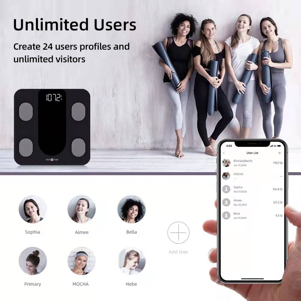 RunSTAR Smart Scale for Body Weight, Digital Bathroom Scale BMI Weighing Body Fat Scale runstarUS supplements