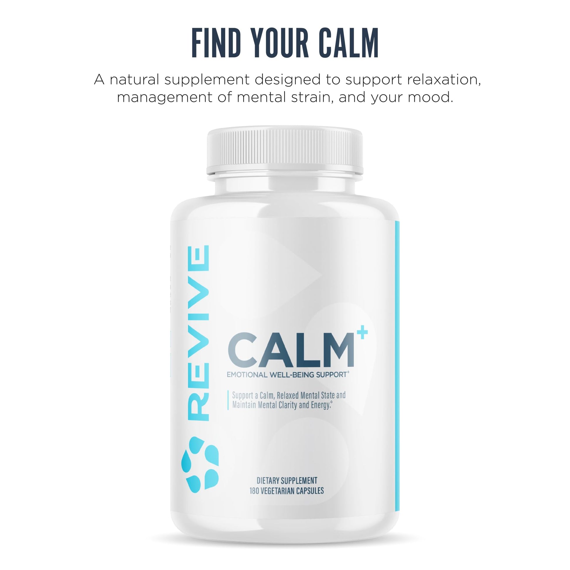 Revive MD Calm, Emotional Well-Being Support Supplement - Stress Management for Men & Women - Mood Enhancement Supplement Promotes Relaxation with L-Theanine, GABA & 5-HTP (180 Capsules, 30 Servings) ReviveAu supplements