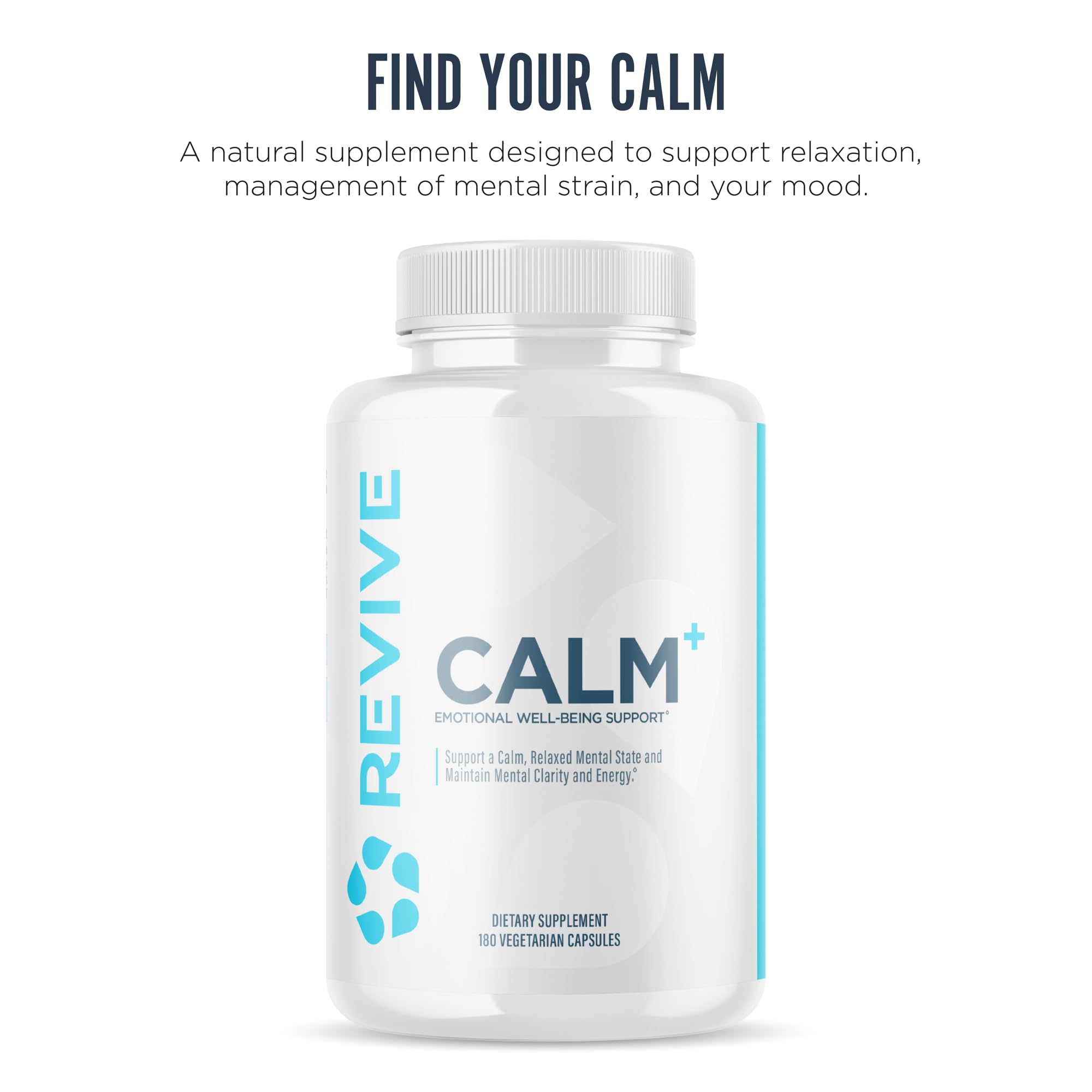 Revive MD Calm, Emotional Well-Being Support Supplement - Stress Management for Men & Women - Mood Enhancement Supplement Promotes Relaxation with L-Theanine, GABA & 5-HTP (180 Capsules, 30 Servings) ReviveAu supplements