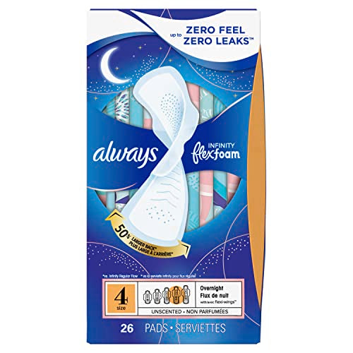 Always Infinity Feminine Pads For Women, Size 4 Overnight Absorbency, Multipack, With Flexfoam AlwaysAu supplements
