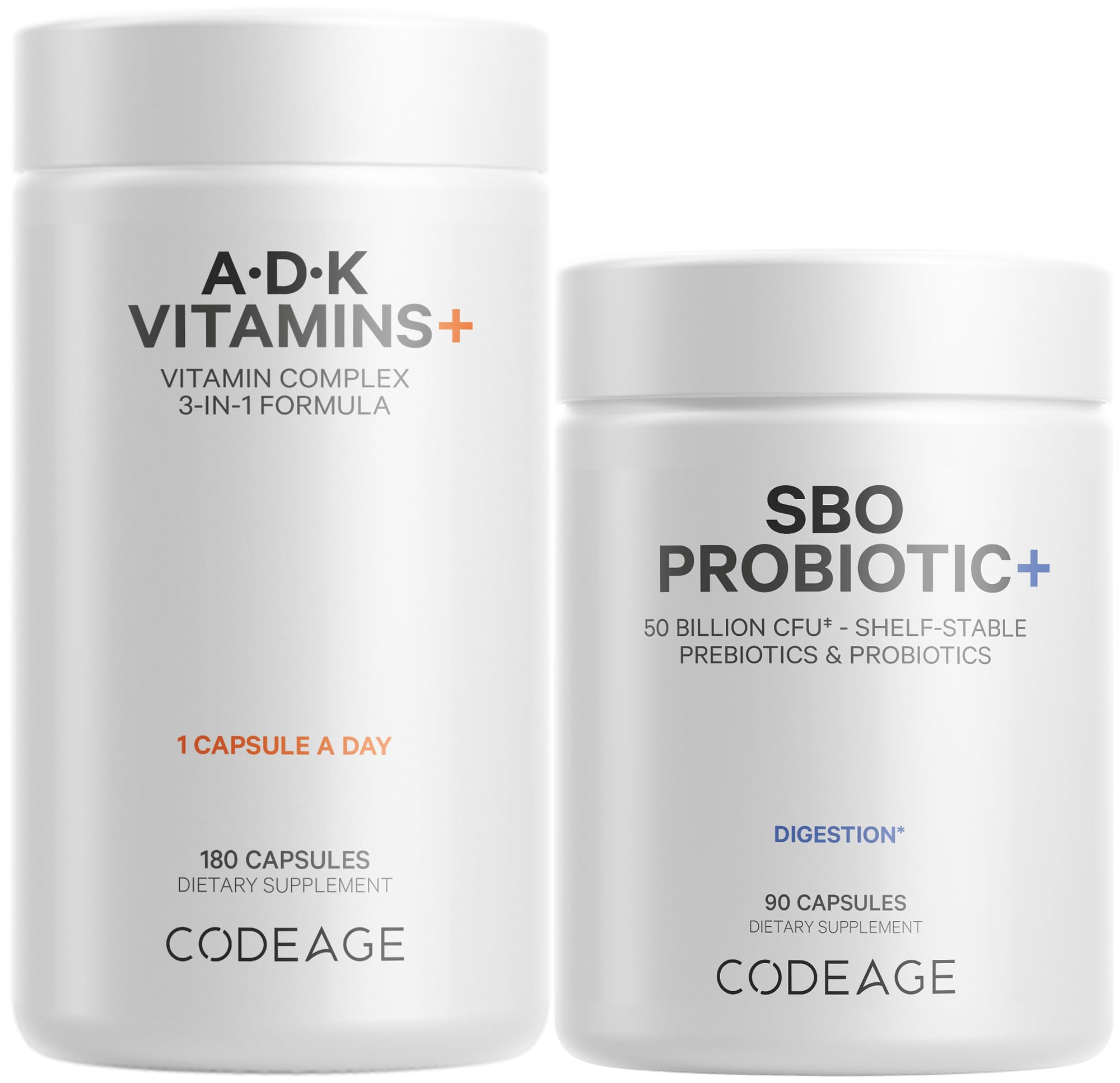 Codeage Daily ADK Vitamin & Probiotic Bundle – Vitamin A Retinyl Palmitate, Vitamin D3 Cholecalciferol, Vitamin K, 50 Billion CFU SBO Probiotic Blend, Non-GMO CodeageAu supplements