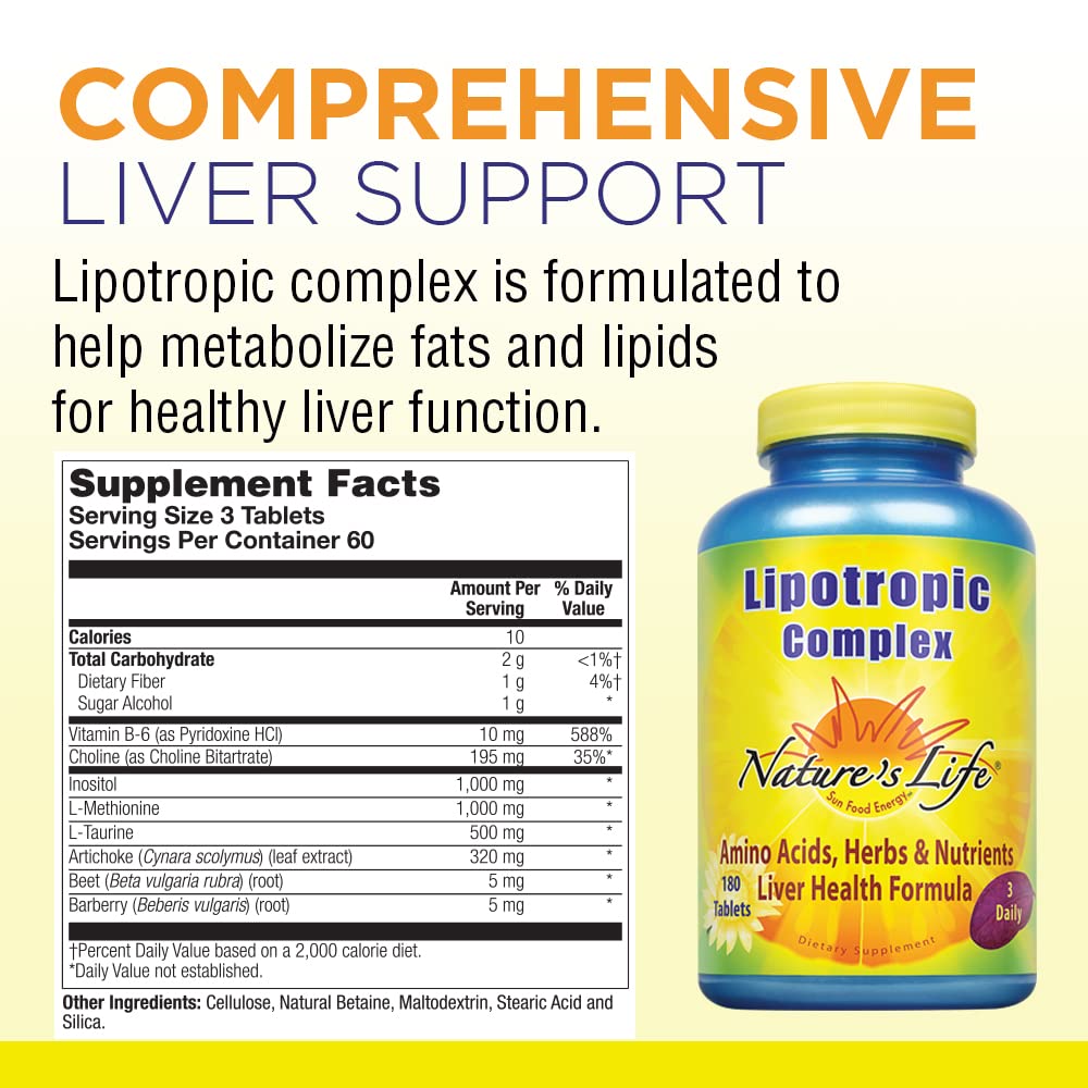 Nature's Life Lipotropic Complex | Comprehensive Support for Healthy Liver Function | with Choline & Inositol | Non-GMO | 180 Vegetarian Tablets Nature's LifeAu supplements