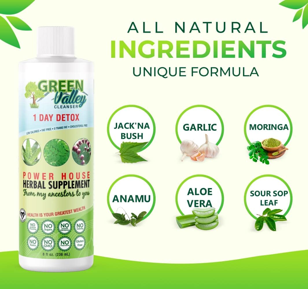 1 Day Colon Liquid Cleanse Formula and Liver Detox - Vegan Friendly, Helps Healthy Digestion Green Valley CleanserUS supplements