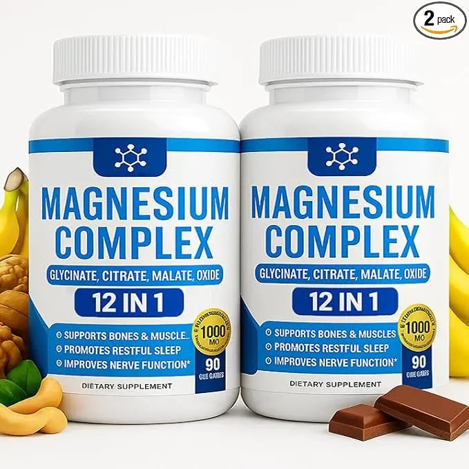 Nutrapure Magnesium Complex 7 Elemental Supplement - Magnesio Complex 1000mg Forms Including Glycinate, Citrate, Malate, Taurate Chelated | Energy Support | Vegan Non-GMO, 90 Capsules (2) WSJAWHAu supplements