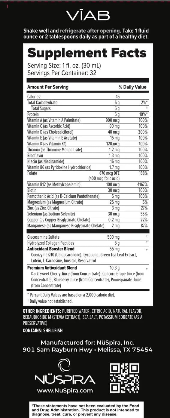 NüSpira - VĪAB Liquid Multi-Vitamin - Effortless Wellness for The Whole Family - Potent Blend of Vitamins & Minerals - Smooth Taste - 30oz NuSpiraAu supplements