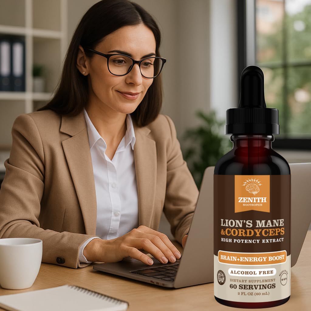 Zenith Nootropics Lion’s Mane & Cordyceps Supplement – Brain & Energy Support – Focus, Memory, Clarity, Immunity – Vegan, Alcohol-Free Tincture – Up-to 2-Month Supply, 2 fl oz Zenith NootropicsAu supplements