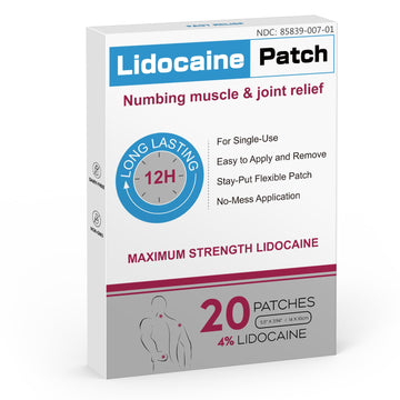 YOAPA 4% Lidocaine Pain Relief Patches | Maximum Strength Numbing Gel Patch for Back, Neck, Knee, Shoulder & Joint Pain | Up to 12 Hour Temporary Relief | 20 Count - G41 YOAPAAu supplements