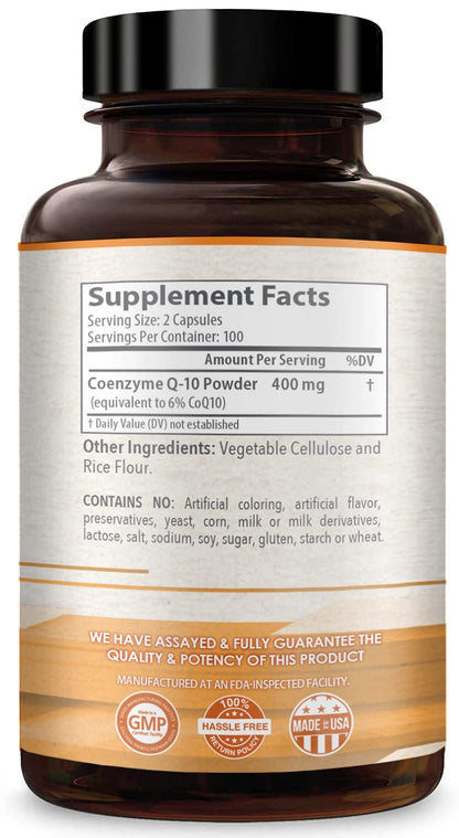Healthy Way CoQ10 400mg 200 Capsules Non-GMO HealthyWayRxUS supplements
