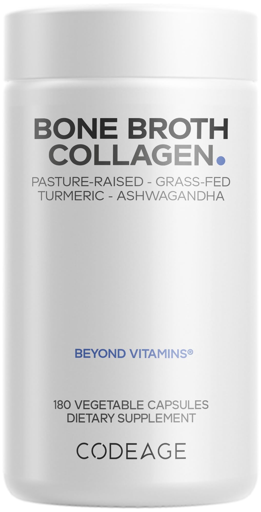 Codeage Organic Bone Broth Collagen Peptides Capsules Supplement, Bone Broth Grass Fed Beef, Free-Range Chicken, Turmeric & Ashwagandha - Collagen Types I, II, III - Non-GMO - 180 Capsules CodeageAu supplements