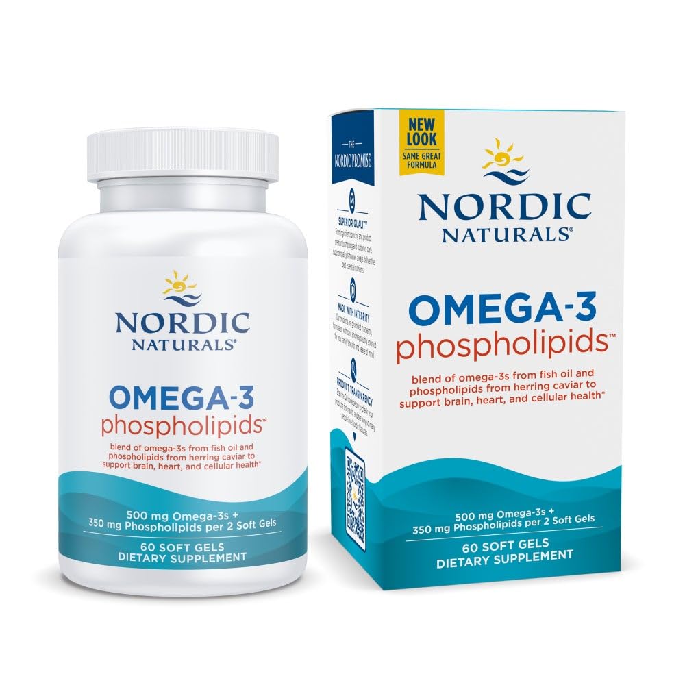 Nordic Naturals Omega-3 Phospholipids, Unflavored - 60 Soft Gels - 500 mg Omega-3 & 350 mg Phospholipids - Heart & Brain Health - Small, Easy-to-Swallow Soft Gels - Non-GMO - 30 Servings Nordic NaturalsAu supplements