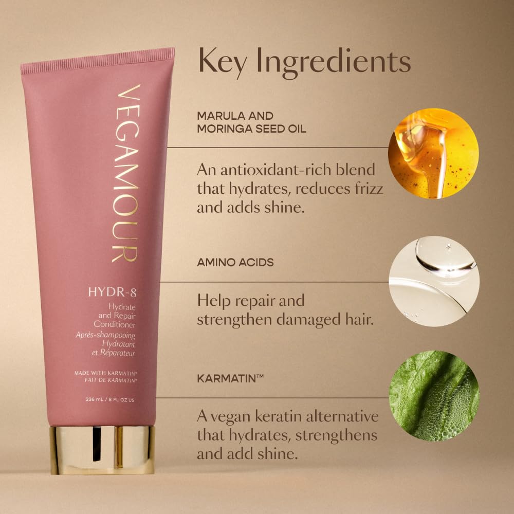 VEGAMOUR HYDR-8 Hydrate and Repair Conditioner - Hydrating Conditioner with Marula Oil, Moringa Oil, Ceramides & Biotin, Natural Conditioner for Dry Hair VEGAMOURAu supplements