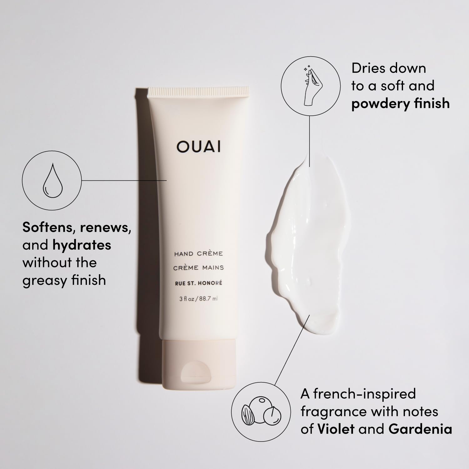 OUAI Hand Cream - Thick, Creamy Balm with Coconut Oil, Murumuru Butter and Shea Butter - Hydrating Moisturizer for Soft Hands - Use Daily to Deeply Nourish Skin (3 Oz) OUAIAu supplements