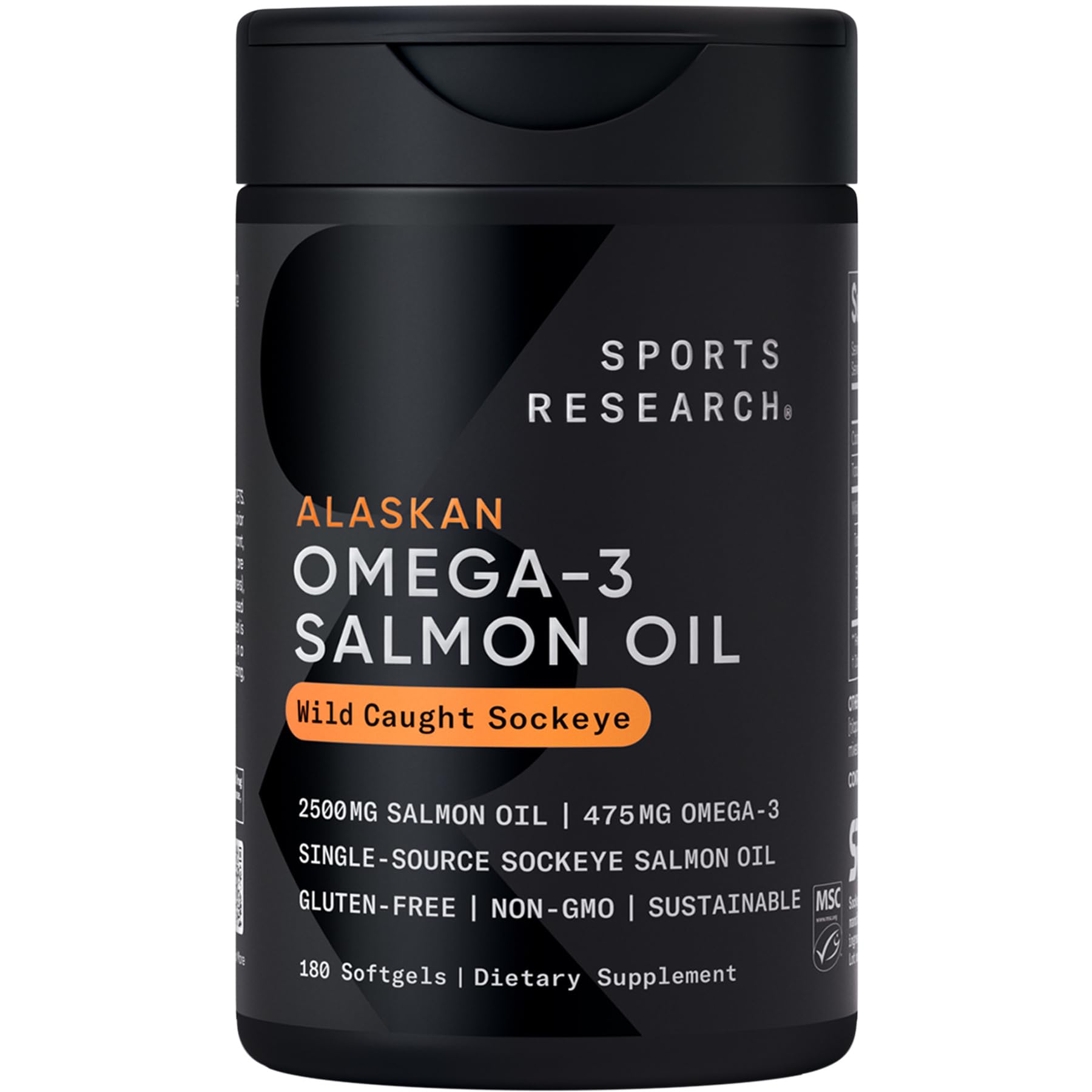 Sports Research® Salmon Oil - Single-Source Wild Alaskan Sockeye | 2500 mg per Serving w/EPA & DHA Fatty Acids | MSC Certified - 180 Count Softgels Sports ResearchAu supplements
