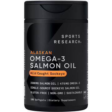 Sports Research® Salmon Oil - Single-Source Wild Alaskan Sockeye | 2500 mg per Serving w/EPA & DHA Fatty Acids | MSC Certified - 180 Count Softgels Sports ResearchAu supplements