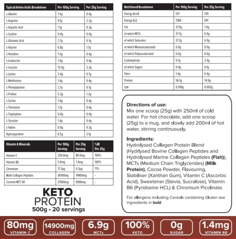 K-GEN™ Keto Collagen Protein Powder Natural Multi Collagen Chocolate Blend, Coconut MCT Vitamin C+B6 K GEN ketogenic enhancementUS supplements