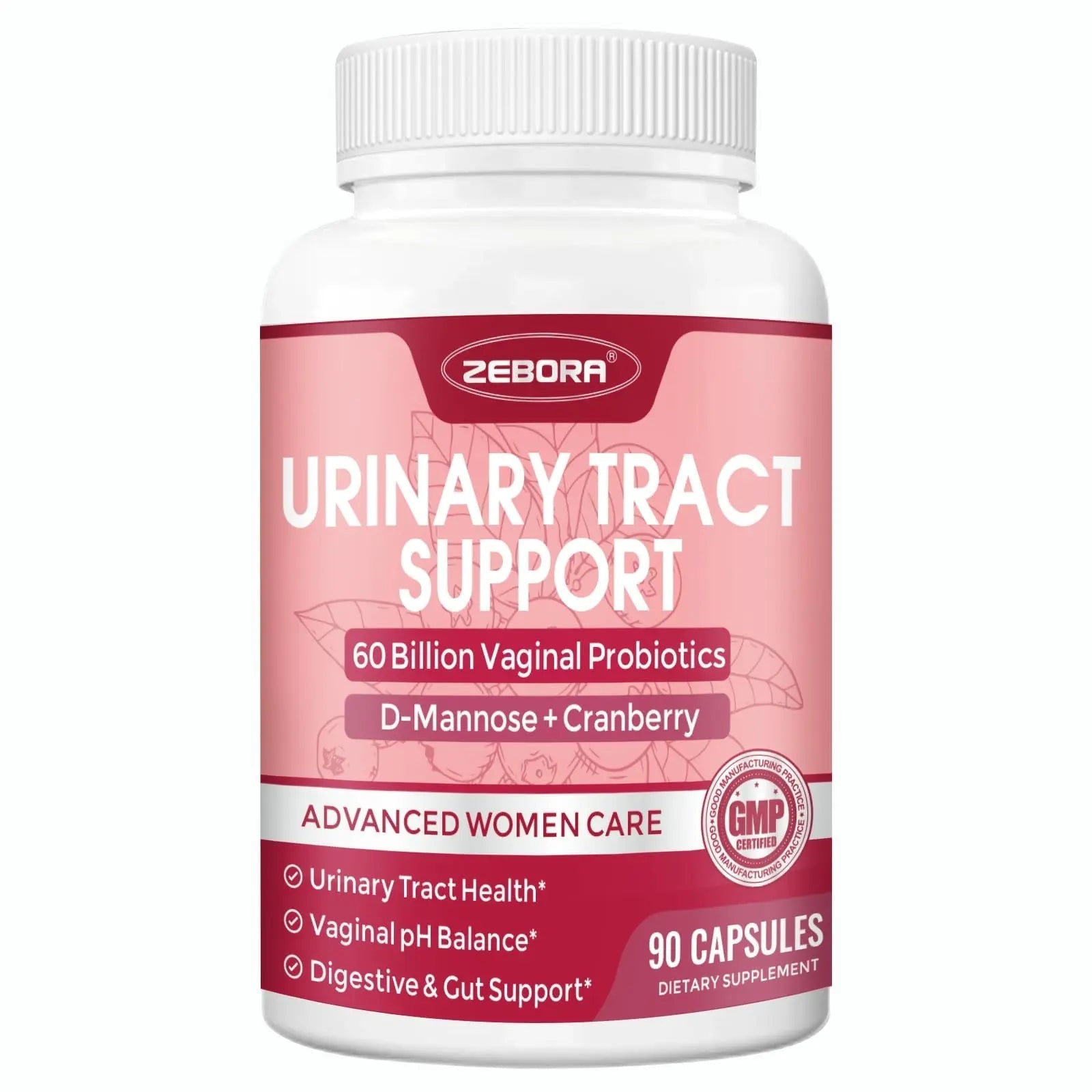 ZEBORA Urinary Tract Health for Women - Vaginal Probiotics for Women Digestive Health and pH Balance - D Mannose Supplements with Cranberry to Cleanse Urinary Tract & Bladder - 90 Capsules ZEBORAAu supplements