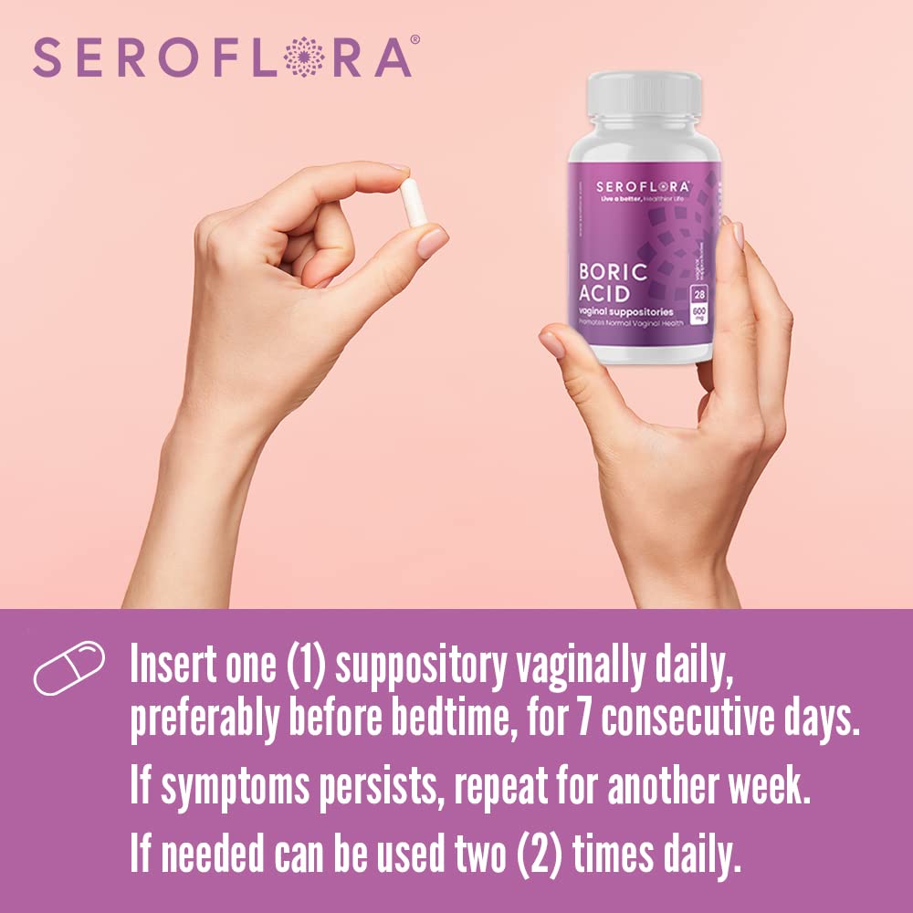 Seroflora Boric Acid Vaginal Suppositories - Promotes Vaginal pH Balance and Odor Control SerofloraAu supplements
