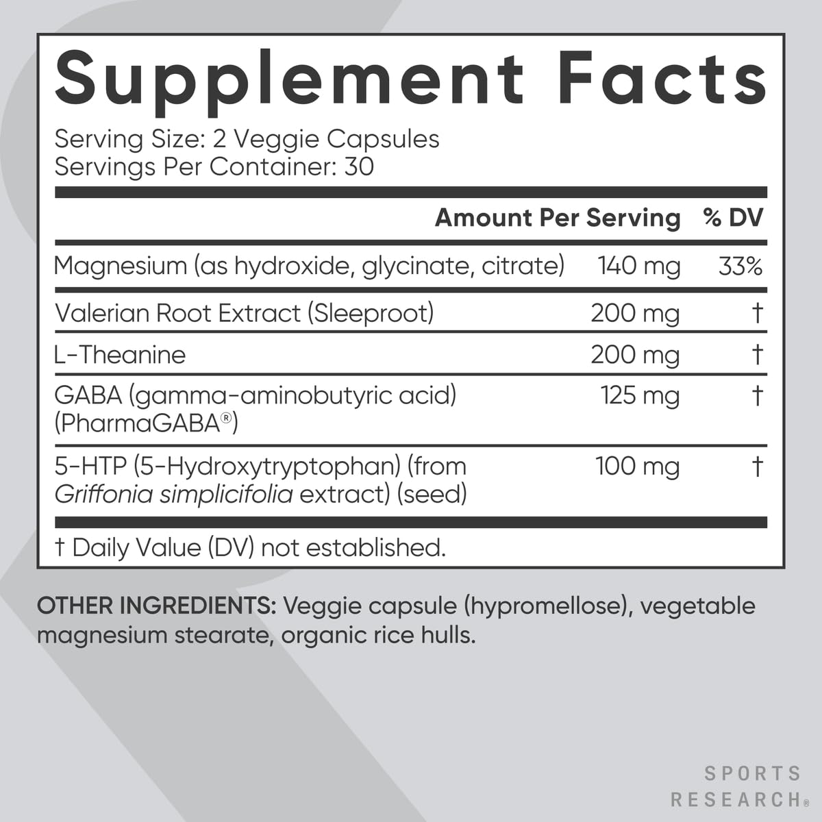 Sports Research® Sleep Complex- Melatonin-Free Vegan Capsules - with Valerian Root, GABA, L-Theanine, Magnesium & 5-HTP - 30 Servings Sports ResearchAu supplements