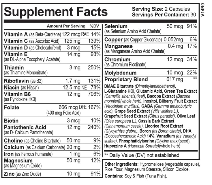 InstantATT - 7-in-1 Caffeine Free Nootropic All-Natural Brain, Focus, Memory Supplement (60 Capsules) Instant BrandsAu supplements