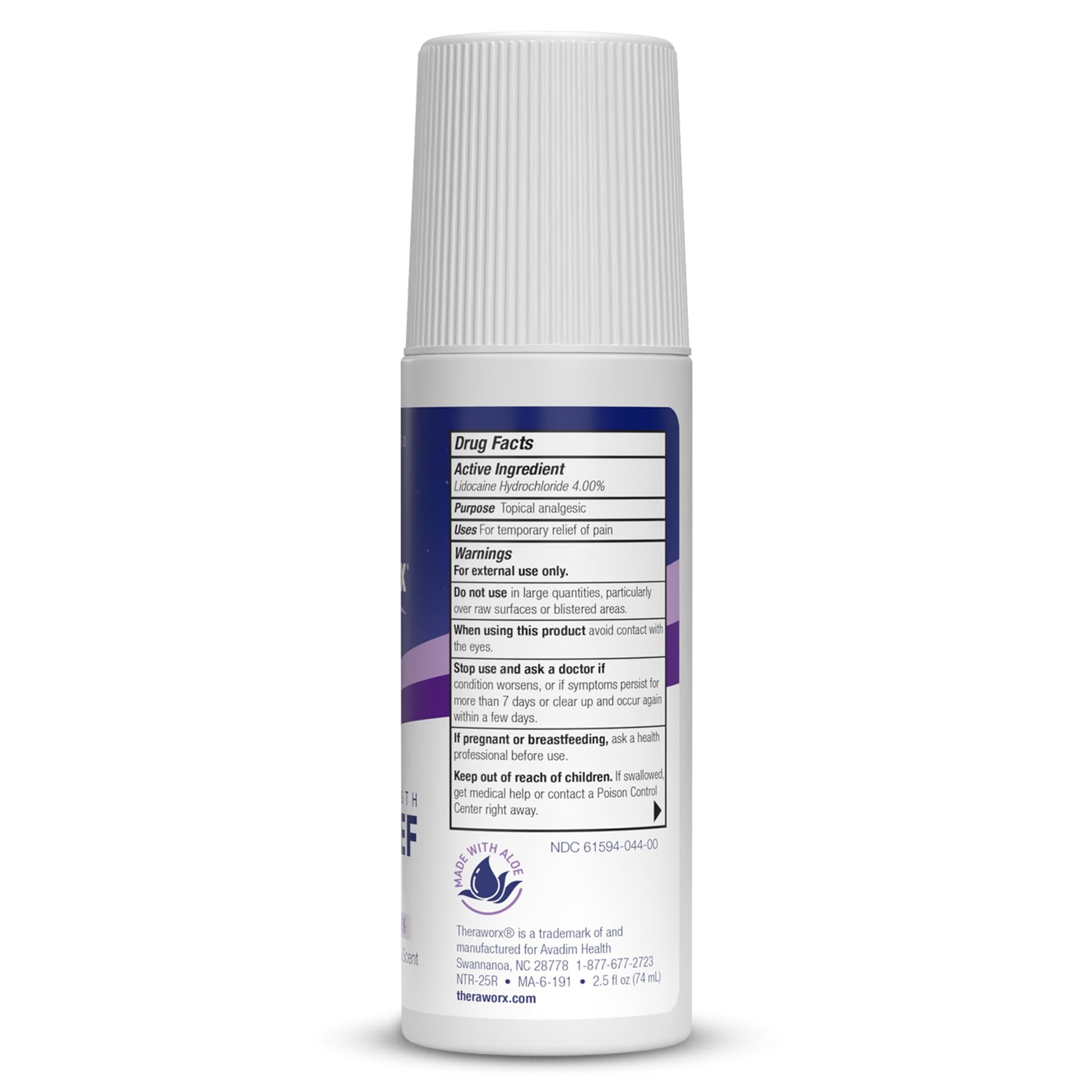 Theraworx Nighttime Maximum Strength Pain Relief Roll-on with Lidocaine – 2.5 oz - 2 Count TheraworxAu supplements