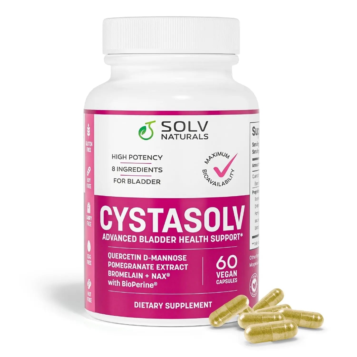 SOLV NATURALS CYSTASOLV Bladder & Pelvic Discomfort Formula - Enjoy Less Urgency & Flares* with Daily IC/BPS UTI Support – Premium Bladder & Urinary Support for Women & Men - 60 Vegan Capsules SOLV NATURALSAu supplements