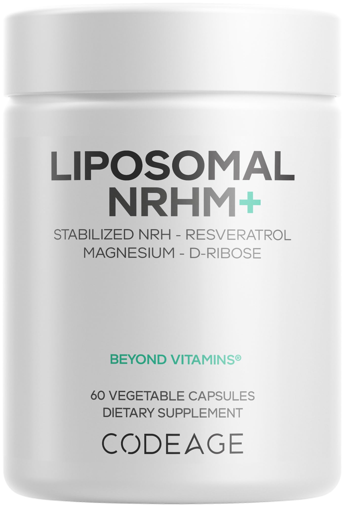 Codeage Liposomal NRHM+ Supplement - NRH Hydrogen Malate 300 mg, Resveratrol, D-Ribose & Quercetin - Vitamin C, Magnesium & Zinc - Liposomal Delivery - Non-GMO - 60 Capsules CodeageAu supplements