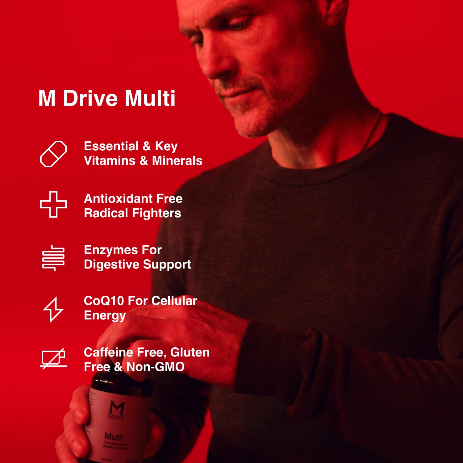 Mdrive Multivitamin for Men, Daily Multivitamin - Immune Health Support from Zinc, Selenium, Manganese & Vitamin D, Enzymes for Digestive Support, CoQ10 for Energy and Vitamin K2, 90 Capsules MdriveAu supplements