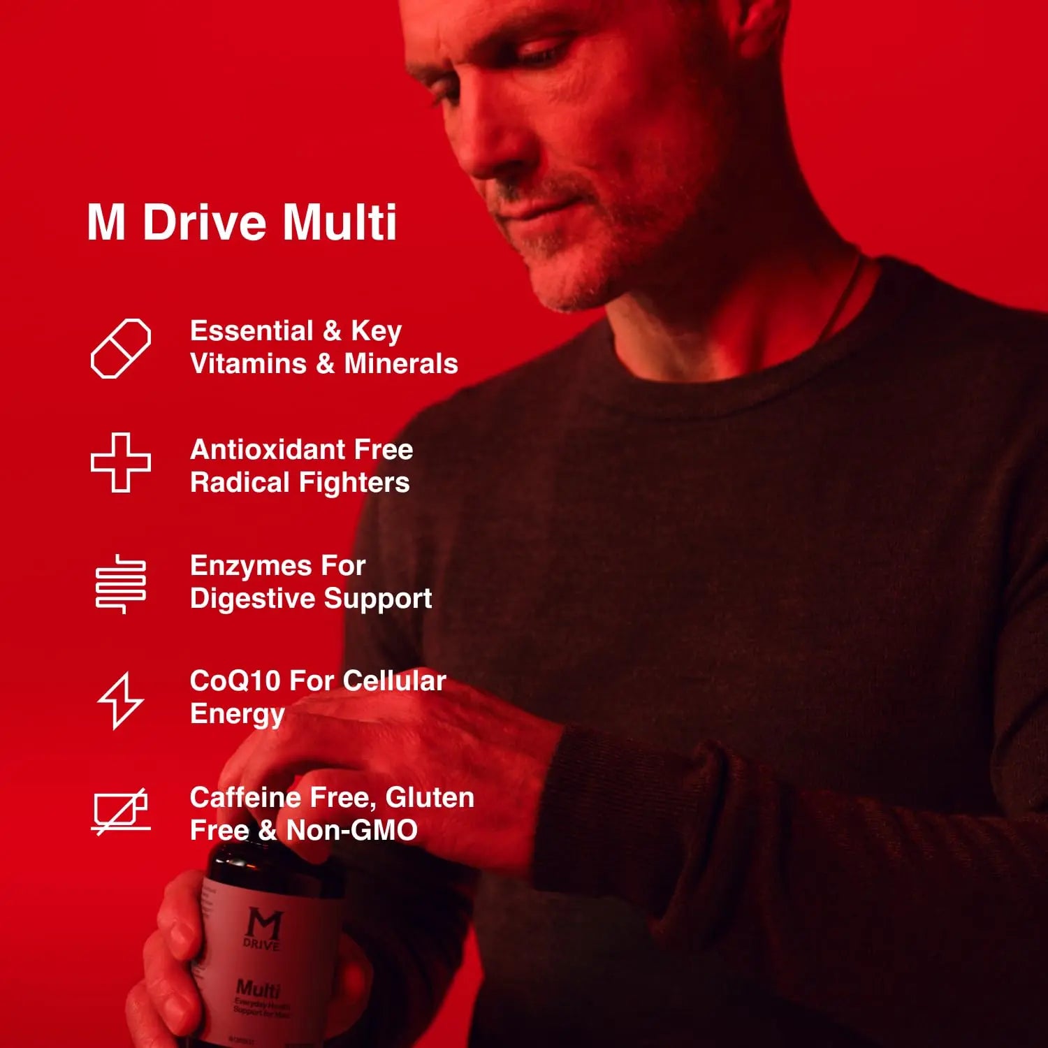 Mdrive Elite Multi - Natural Energy, Strength, Stress Relief, Lean Muscle, Immune Health Support from Zinc, Selenium, Manganese & Vitamin D, Enzymes for Digestive Support Mdrivenz supplements