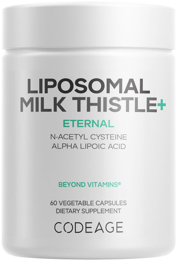 Codeage Liposomal Milk Thistle+ Supplement - Silymarin from Silybum Marianum, NAC, Artichoke Leaf, Dandelion Root, Alpha Lipoic Acid, BioPerine, Liposomal Delivery - Non-GMO - 60 Capsules CodeageAu supplements