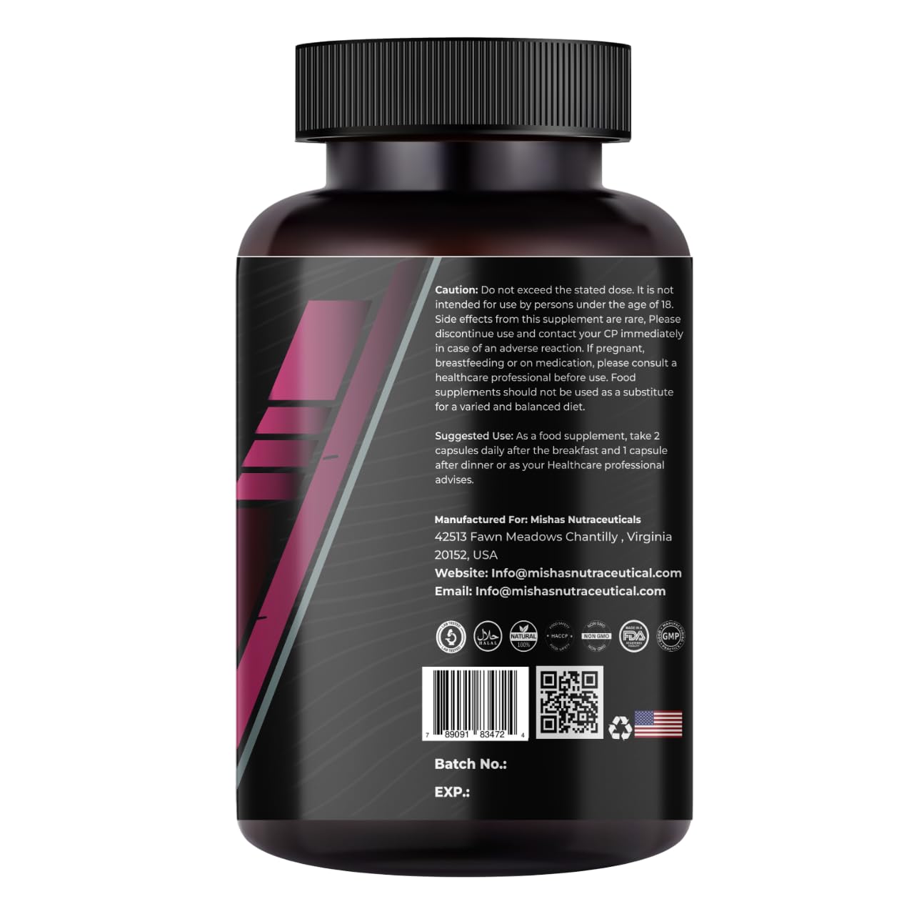 Mishas Nutraceuticals L-Tyrosine with Maca Root, Ashwagandha & Vitamins Complex – Energy, Mental Focus, Stress Relief & Immunity Support – 60 Capsules (30 Servings) MishasAu supplements