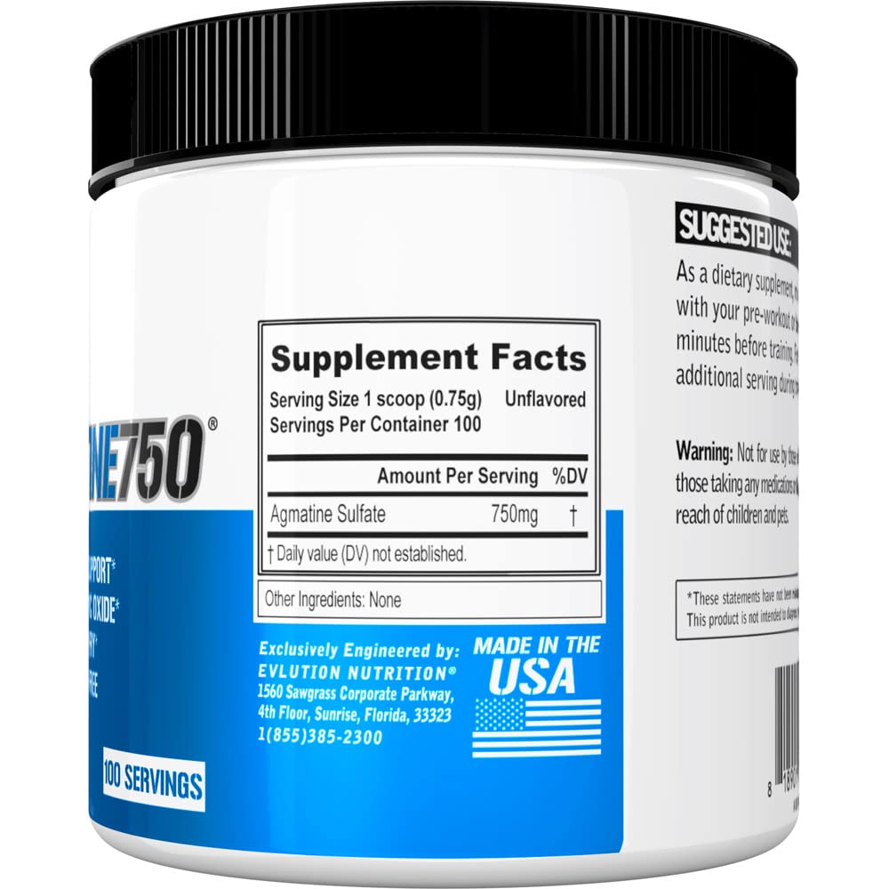 Evlution Agmatine Sulfate Nitric Oxide Powder Nutrition High Strength Agmatine Sulfate EvlutionUS supplements