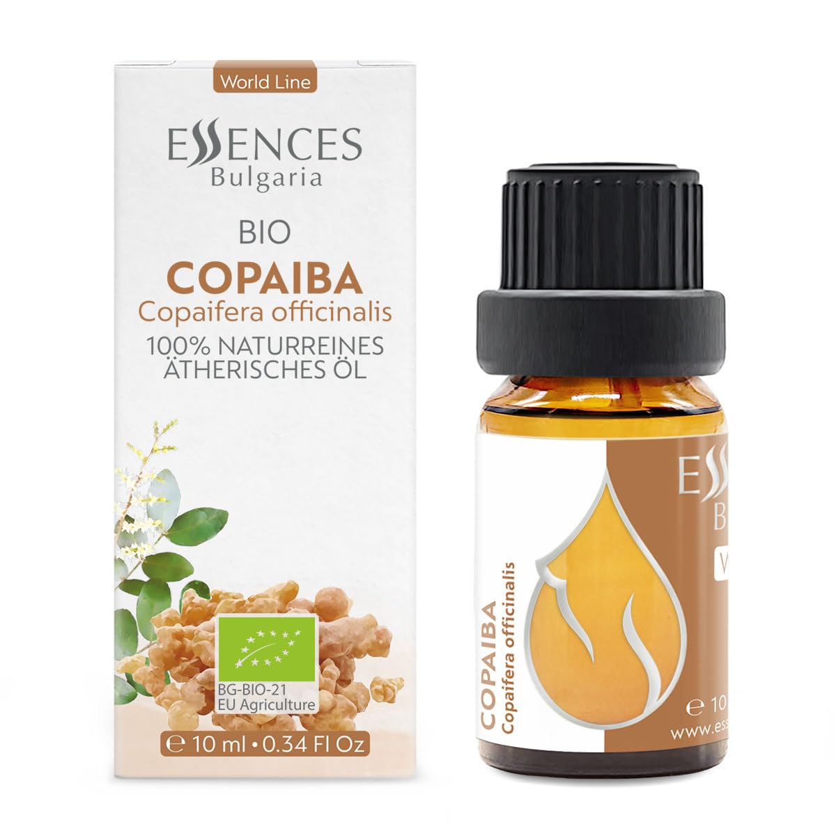 Essences Bulgaria Organic Copaiba Essential Oil 0.34 Fl Oz 10ml Copaifera officinalis - 100% Pure Natural Essences BulgariaAu supplements
