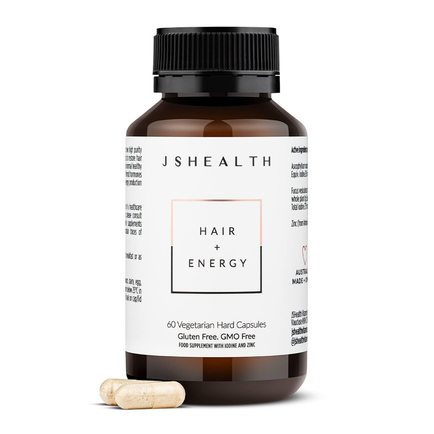 JSHealth Hair Growth Vitamins for Women. Hair + Energy with Kelp Iodine and Zinc. Supports Thickness, Strength, Energy. Nutritionist-Formulated (60 Capsules) JSHealthAu supplements