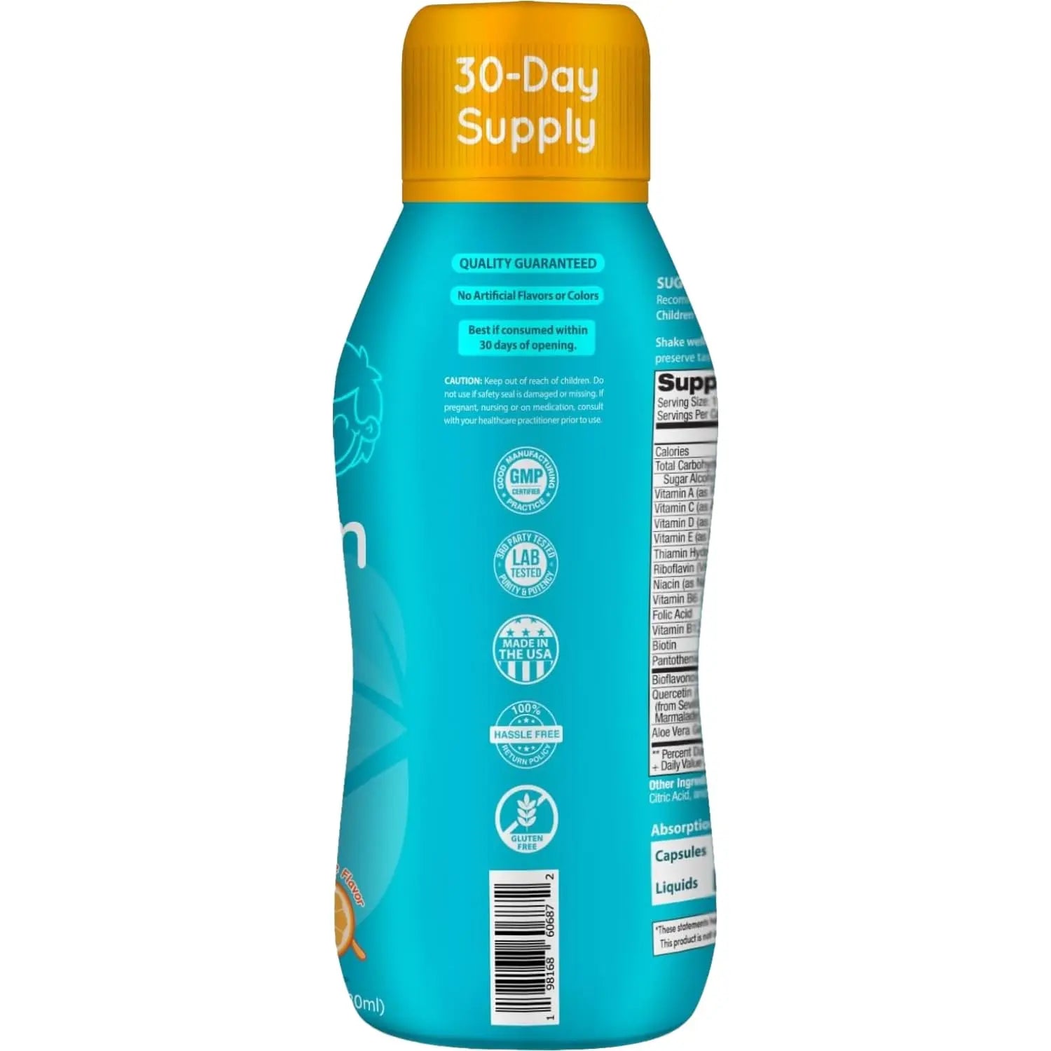 Sugar Free Liquid Multivitamin for Kids - High Absorption Kids Liquid Multivitamin with Vitamins A C D E & B Complex Plus Quercetin Immune Support Complex Clear FormulasAu supplements