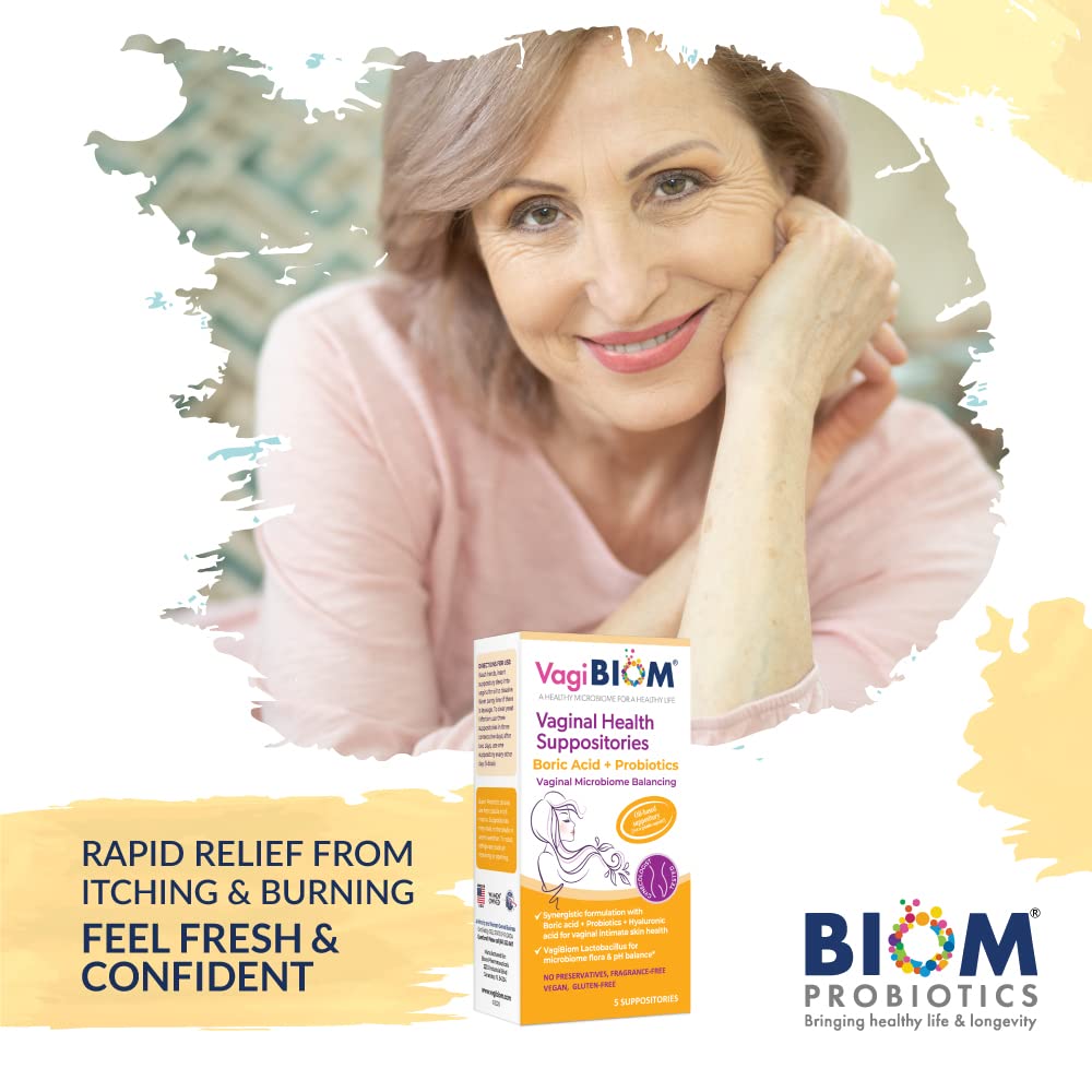 VagiBiom Boric Acid Suppositories with Lactobacillus: Microbiome Flora Balance; Balance and Nourishes VagiBiomAu supplements