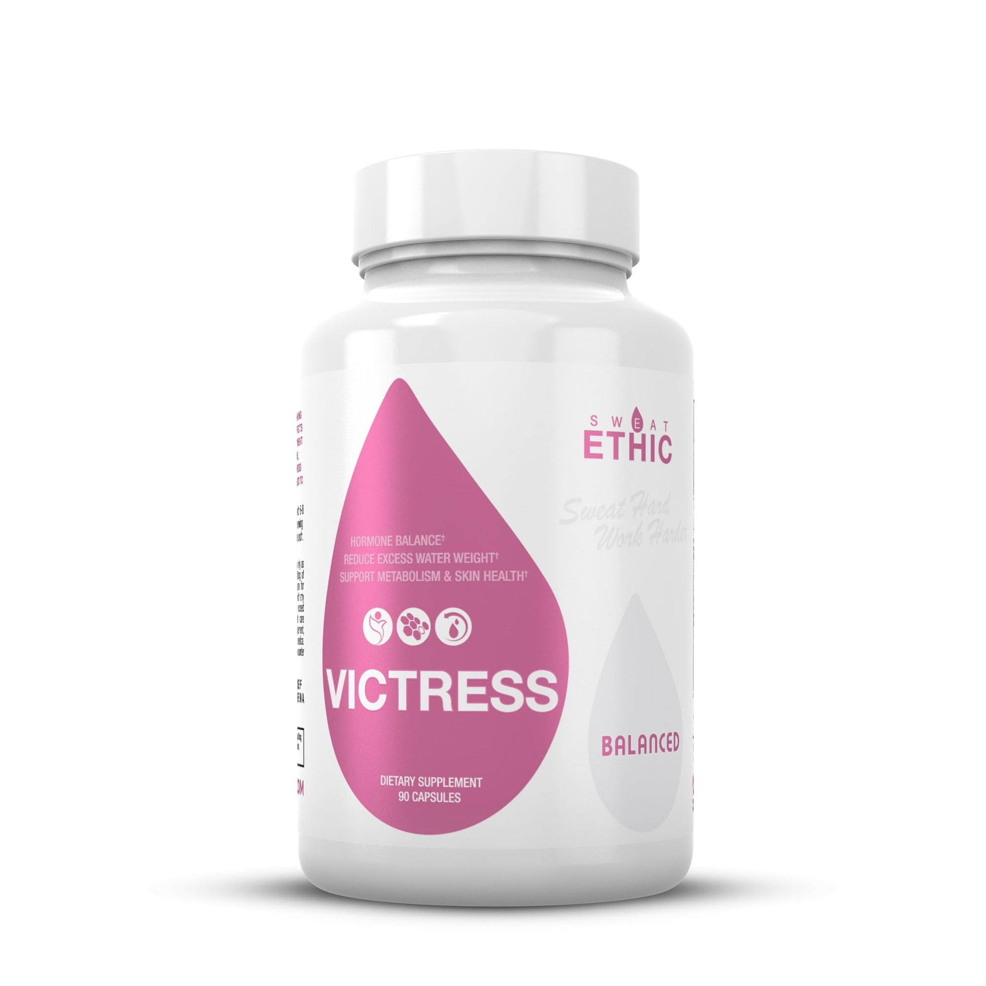 Sweat Ethic Victress, Hormone Balance Support for Women with KSM-66 Ashwagandha, DIM, Biotin, Folic Acid, Dandelion Root, Cayenne Pepper & Vitamin D3, Daily Wellness Formula, 90 Easy to Take Capsules Sweat EthicAu supplements