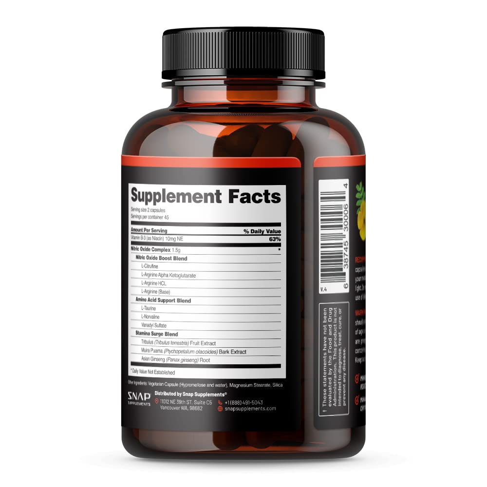 Snap Supplements Nitric Oxide Booster, Nitric Oxide Supplement for Blood Circulation Snap SupplementsUS supplements