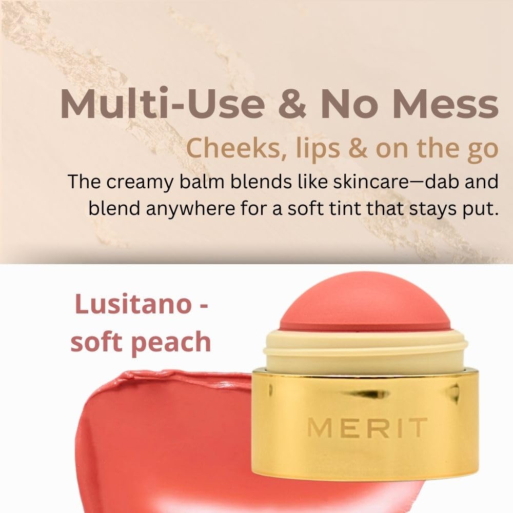 MERIT Flush Balm Cream Blush – Lusitano Soft Peach | Hydrating Radiant Cheek & Lip Tint Stick with Vitamin E | Lightweight, Buildable, Vegan & Cruelty-Free Blush MeritAu supplements