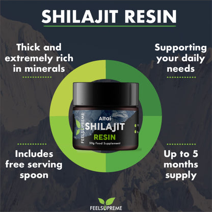 Natural Black Altai Shilajit Resin Large (50g) Pot | 100% Pure Additive Free | 80 Trace Feel SupremeUS supplements