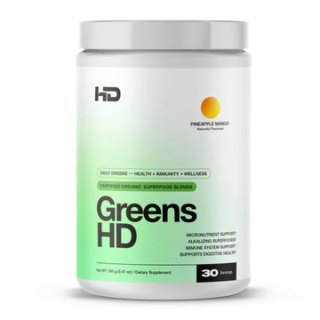 HD MUSCLE GreensHD Premium Daily Greens | Organic Superfood Blends | for Immune Support & Digestion | with Spirulina, Chlorella, & Adaptogenic Herbs | 30 Servings (Pineapple Mango) HD MUSCLEAu supplements
