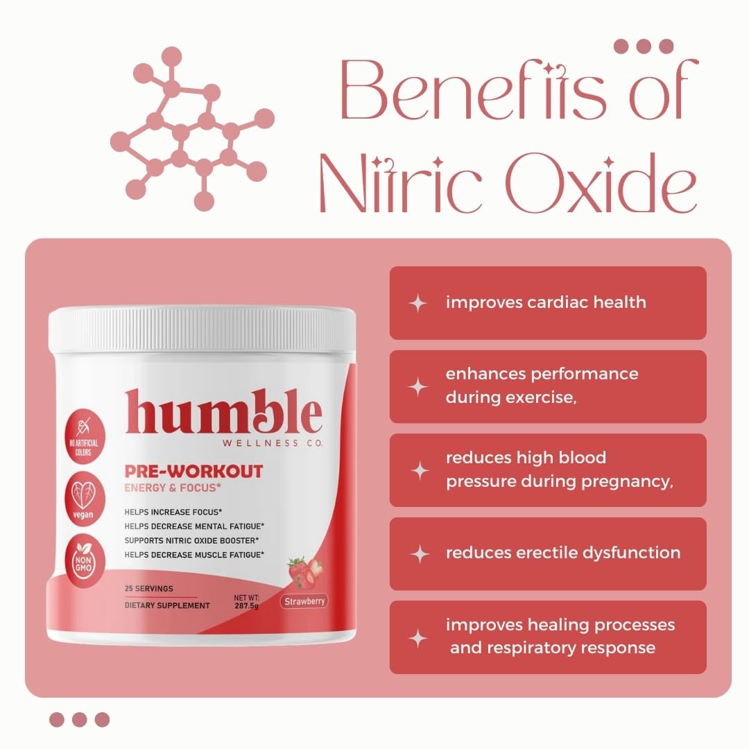 Humble Wellness Pre-Workout: Increase Focus, Decrease Mental Fatigue, Supports Nitric Humble WellnessUS supplements