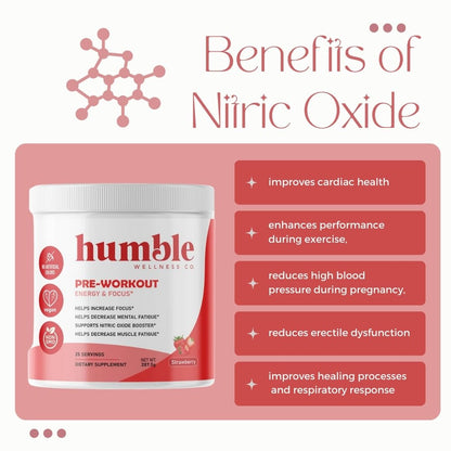 Humble Wellness Pre-Workout: Increase Focus, Decrease Mental Fatigue, Supports Nitric Humble WellnessUS supplements