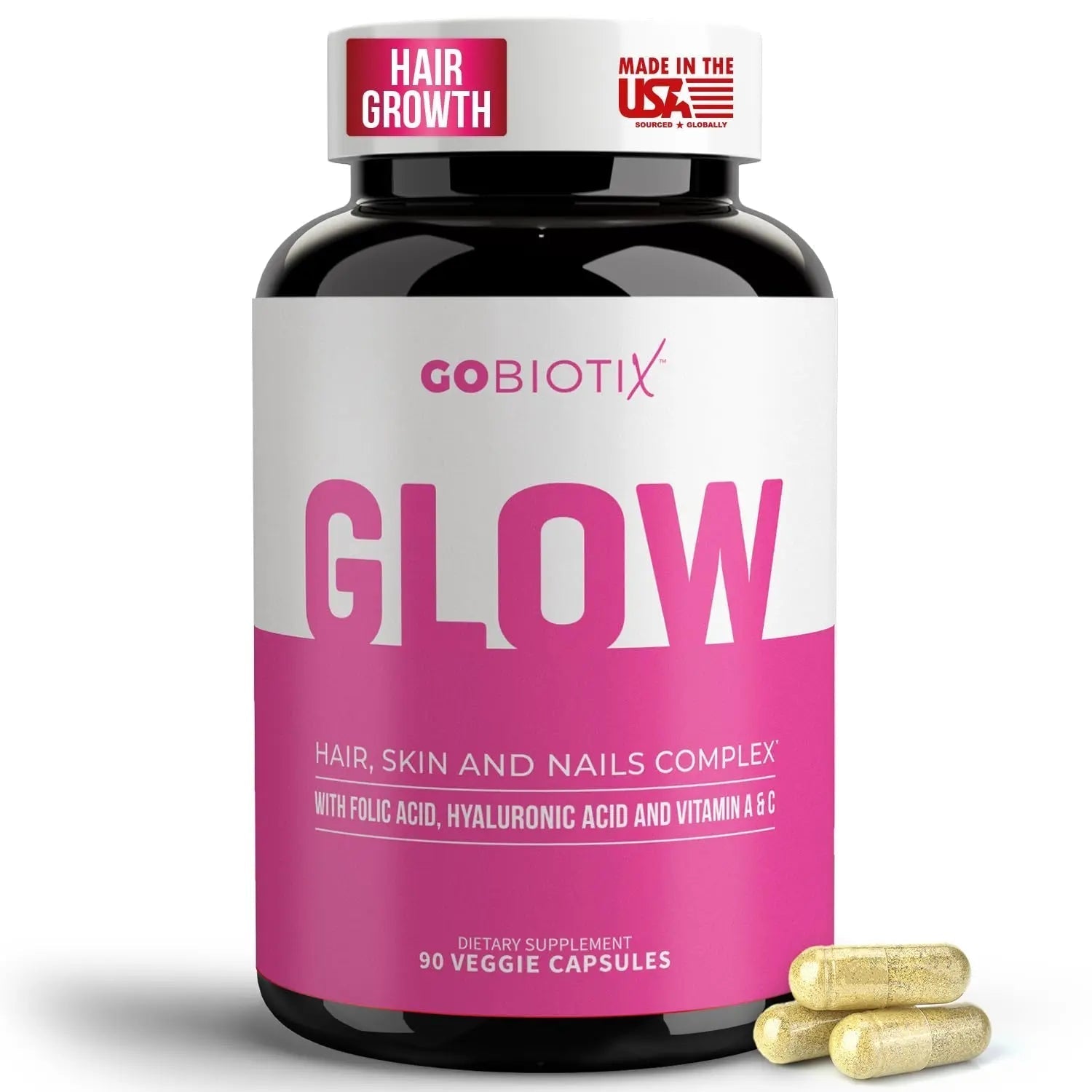 GOBIOTIX Hair Skin and Nails Vitamin Supplement - 10000mcg Biotin Pills with Hyaluronic Acid, Folate, Iron, Magnesium, and Zinc GOBIOTIXAu supplements