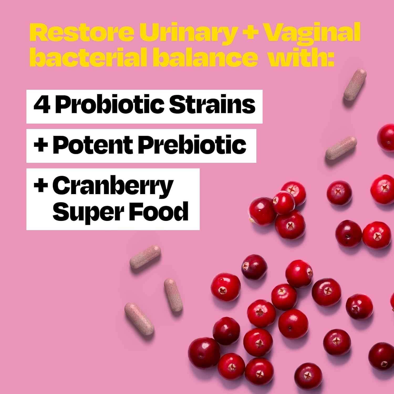 Cystex 3-in-1 Urinary Tract Probiotic for Women - Fast-Acting UTI & Yeast Infection Support with Prebiotics, Probiotics, & Cranberry - Supports Vaginal pH & Flora Balance - 30 Capsules CystexAu supplements