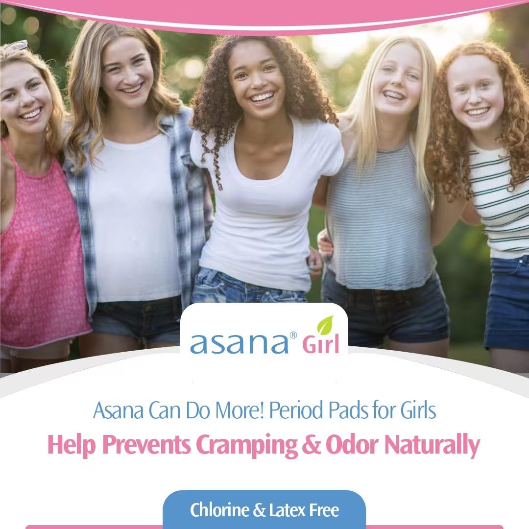 Asana Natural Teen Period Pads Combo Pack (Mini, Mini Long, Liner, and Women Reg - Chlorine Free AsanaAu supplements