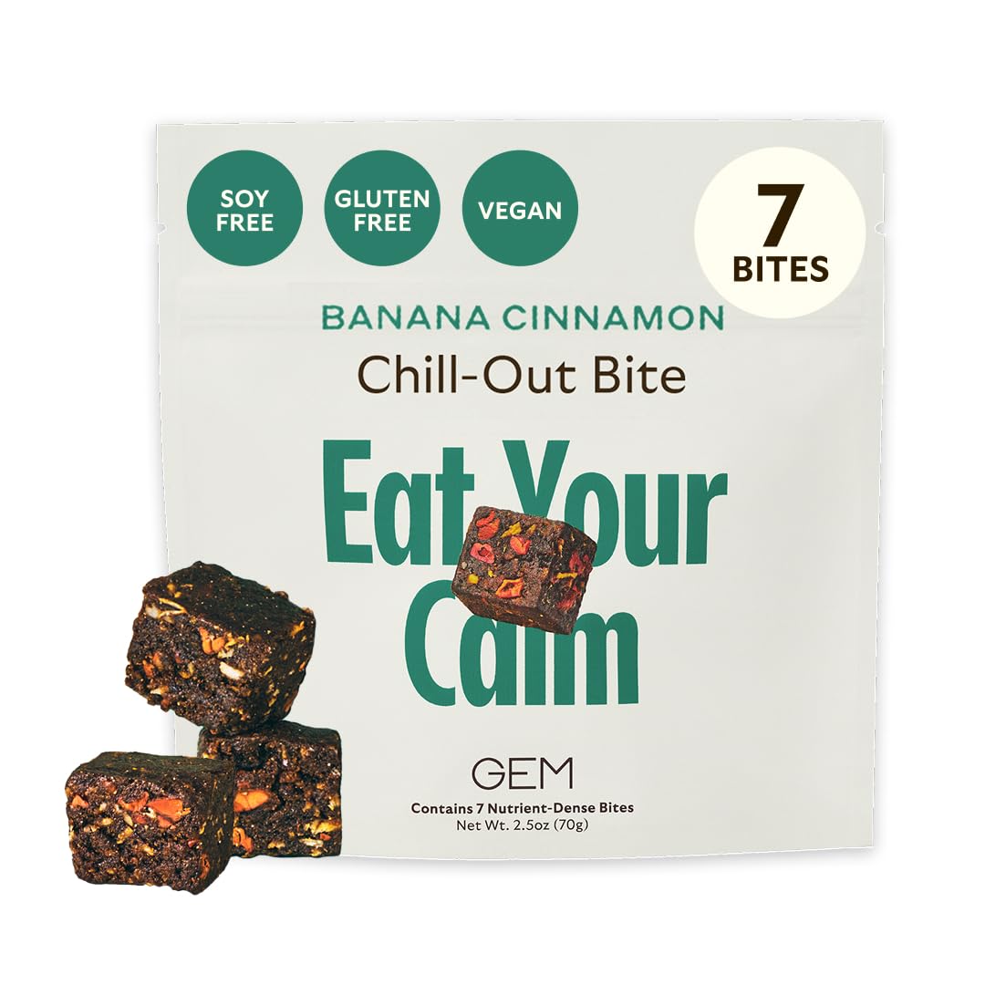 GEM Calm Bite | Supports Calm Mind & Clarity | Magnesium L-Threonate, Golden Chlorella, Lemon Balm | Holistic Non-Habit Forming | Gluten Free, Soy Free, Banana Cinnamon (7 Count) GEMAu supplements